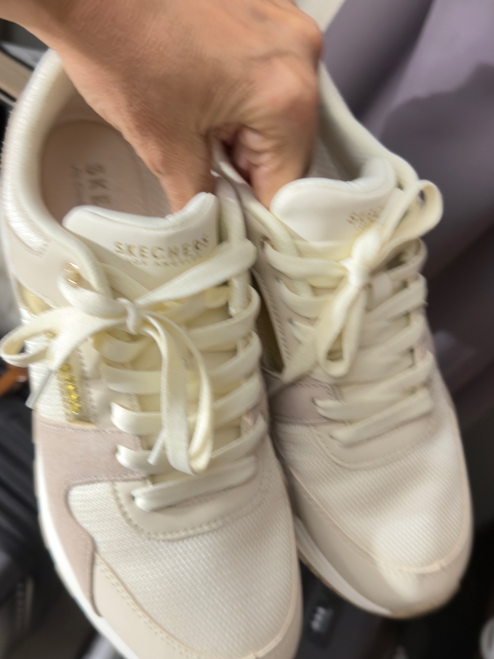 Skechers Cream and Gold Women's Fashion Sneakers